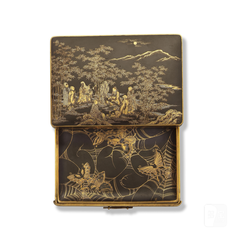明治時代 鐵布目象嵌竹林七賢盒 | AN INLAID IRON BOX AND COVER - 图12